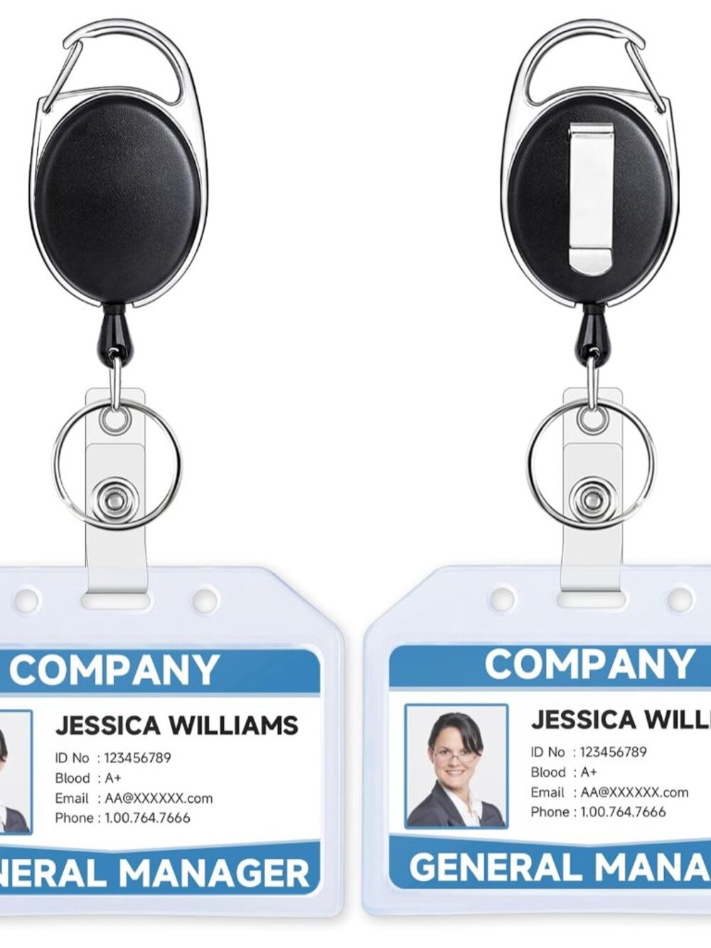 2 Pack Badge Reels Retractable with ID Badge Holder, Horizontal